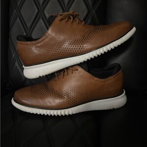 Men's Tan Oxfords with White Sole